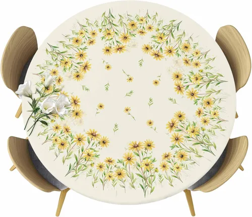Vista 15 de Mantel Ajustado de Hongos para Mesa Redonda, Cubierta de Mesa de Cocina Botánica Pastoral Floral con Borde Elástico Tela Impermeable, Cubiertas Negro