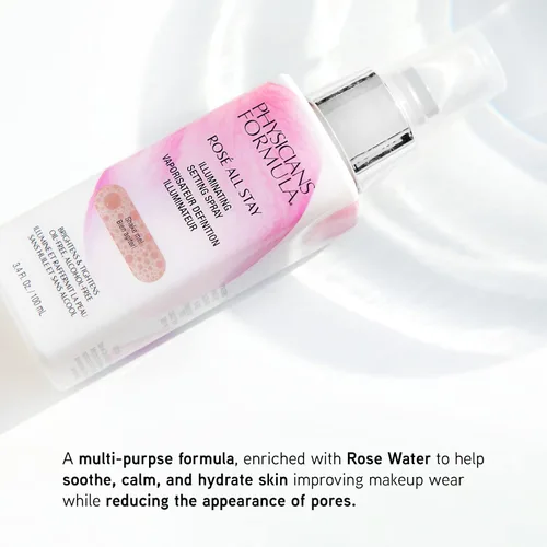 Vista 5 de Physicians Formula Rosé All Stay Illuminating Setting Spray para maquillaje, sin aceite, sin alcohol, antioxidantes Dermatológicamente probado