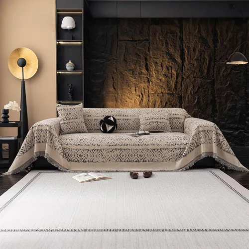 Vista 21 de VClife Boho Small Loveseat Cover Thick Soft Chenille Couch Cover for Dog 001# Caqui