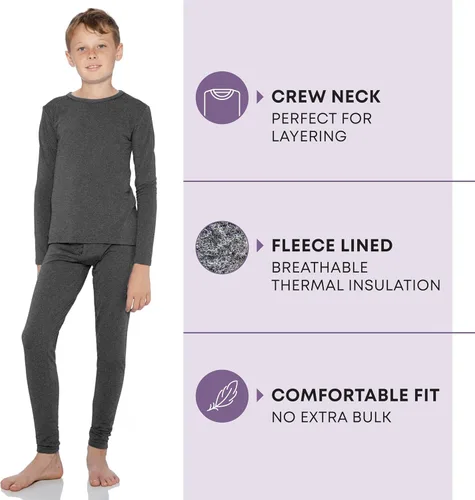 Vista 89 de Rocky Ropa interior térmica para niños, ropa interior larga para niños, capa base para clima frío/esquí