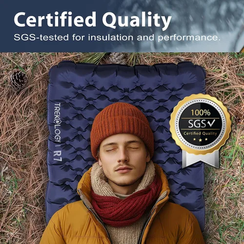 Vista 6 de TREKOLOGY Colchoneta de Dormir para Campamento – Ultraligera, Estera de Campamento de 4" de Grosor con Valor R de 7.2 para Todas las Estaciones