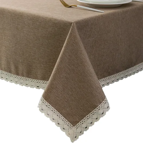 Vista 18 de EHouseHome Mantel de lino sintético con ribete de encaje, impermeable, a prueba de derrames, resistente a las manchas, sin arrugas, a prueba