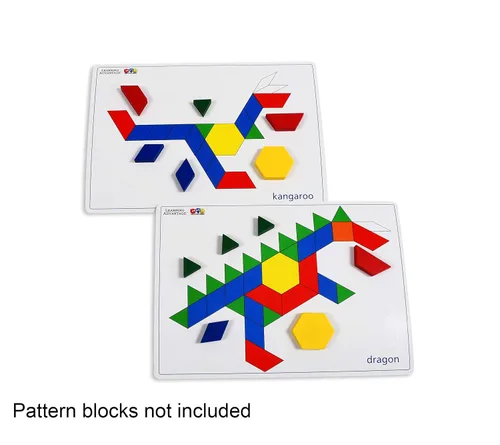 Vista 4 de LEARNING ADVANTAGE Pattern Block Cards - Set of 20 Double-Sided Cards - Early Geometry for Kids - Teach Creativity, Sequencing and Patterning