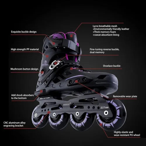 Vista 6 de Patines en línea para niñas y niños, patines profesionales para mujeres, hombres y adultos, cuchillas ajustables para principiantes