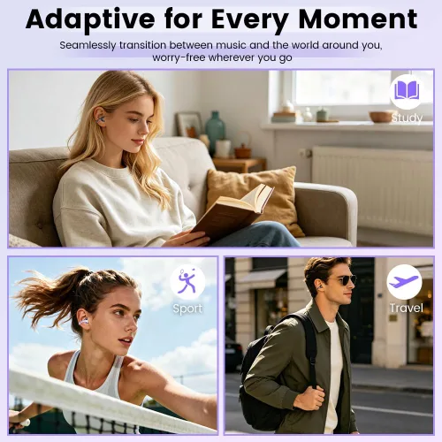 Vista 2 de Auriculares abiertos con clip para la oreja, auriculares inalámbricos Bluetooth 5.4 Los auriculares sobre la oreja con micrófono integrado