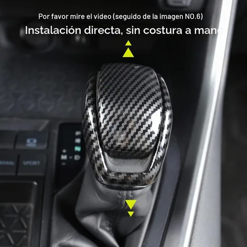 Vista 2 de Para Totoya RAV4 2019-2025 - Cubierta de la perilla de la palanca de cambios, fibra de carbono interior de grano de fibra de carbono protector