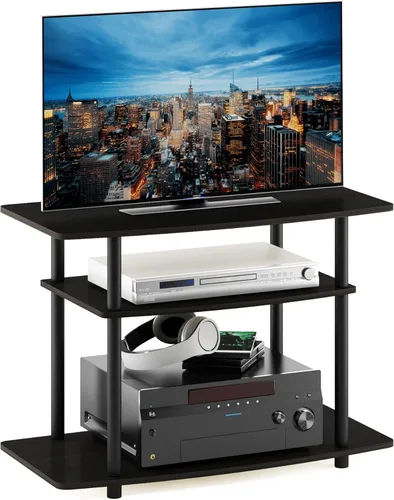 Vista 20 de Furinno Turn-N-Tube - Soporte para televisor de 3 niveles, centro de entretenimiento sin herramientas, consola de TV para televisores de hasta 32