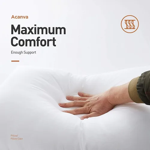 Vista 5 de Acanva Almohada básica de cama suave para dormir, tamaño estándar, color blanco, 4