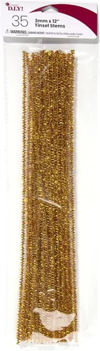 Vista 2 de Cousin Tallos de oropel dorado de bricolaje, 0.118 in x 12 pulgadas, paquete de 35