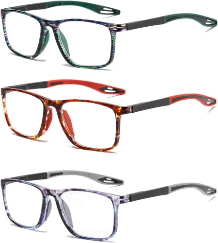 Vista 12 de Hubeye TR90 Gafas de Lectura Deportivas para Hombres y Mujeres Ultraligeras Flexibles Anti-Luz Azul（Negro+Negro+Negro+Negro+Negro，+0.0）