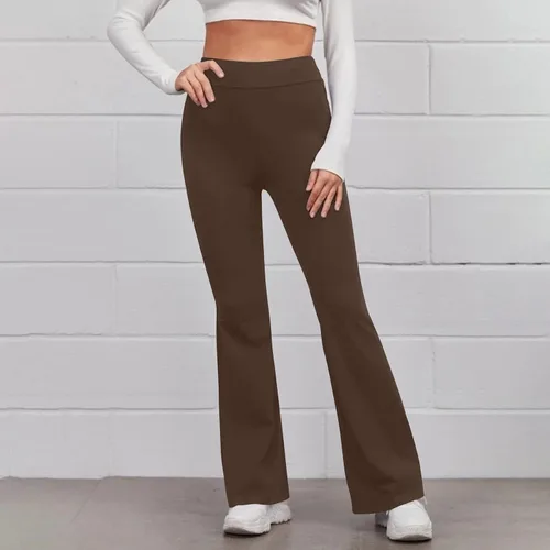 Vista 4 de SMIDOW Leggings acampanados de cintura alta para mujer, pantalones de yoga con corte de bota, sin costuras, pantalones de yoga para gimnasio