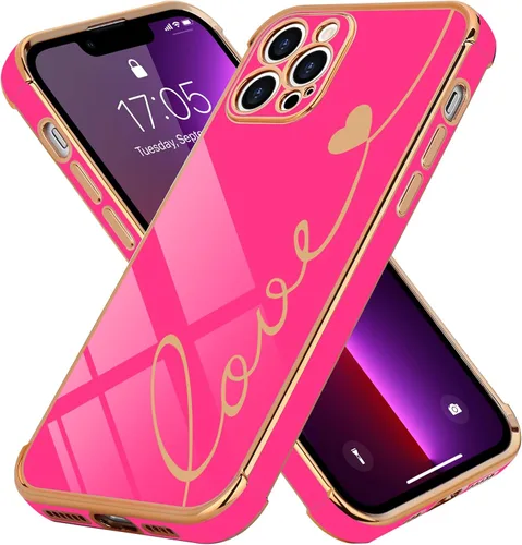 Vista 61 de LCHULLE Funda compatible con iPhone 12 para mujeres y niñas, bonito diseño de corazón de amor con enchapado de lujo, cubierta de TPU suave a prueba