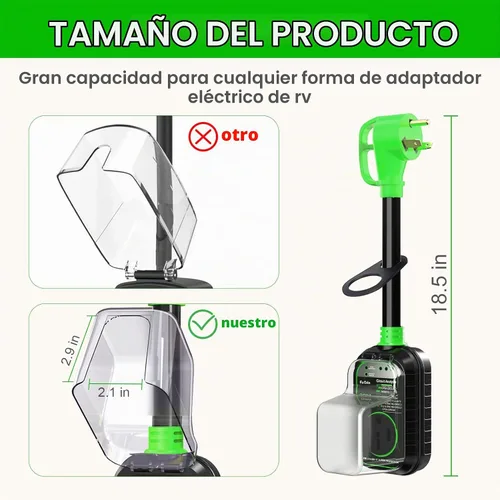 Vista 5 de EyGde Adaptador RV de 30 amperios a 50 amperios con protector de sobretensiones, NEMA TT-30P macho a enchufe hembra 14-50R, analizador de circuitos