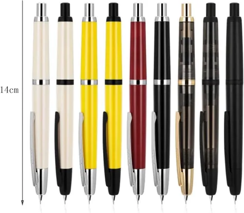 Vista 4 de Jinhao - Pluma estilográfica retráctil de 20 presiones, punta extrafina con juego de convertidor de tinta (clip negro blanco)