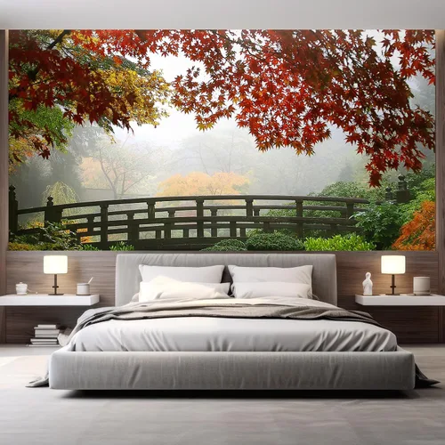 Vista 42 de wall26 Mural de pared extraíble mural de pared cascada escénica luz del sol río bosque naturaleza vida silvestre fotografía realismo paisaje rústico
