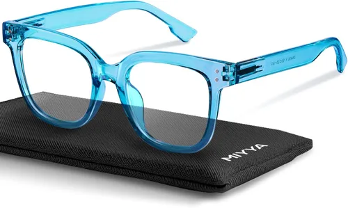 Vista 10 de miyya Gafas de luz azul para mujeres y hombres – Monturas gruesas de gran tamaño bloqueador de luz UV y azul, accesorios elegantes para gafas