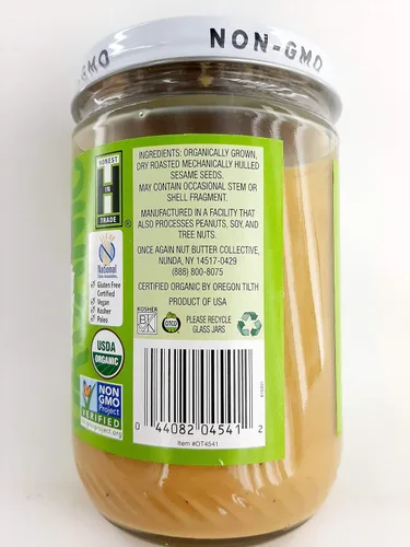 Vista 5 de Once Again Tahini de sésamo natural, sin sal, sin azúcar, tarro de 16 onzas, el embalaje puede variar