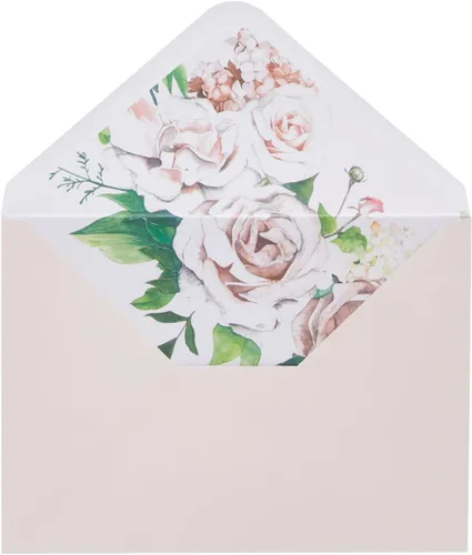 Vista 3 de Paper Junkie Sobres de papelería A7 con forro floral, 7.25 x 5.25 pulgadas, marfil, paquete de 50 unidades, para suministros de fabricación
