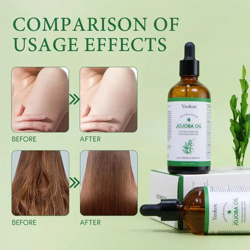 Vista 5 de Yeokoe Aceite de Jojoba Puro Prensado en Frío Sin Refinar Gua Sha para Cabello Más Saludable, Piel Más Suave, Aceite Hidratante Base Portador 3.52oz