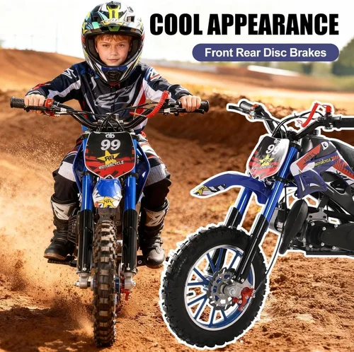 Vista 2 de 50cc Gas Dirt Bikes for Kids 8-14, 2-Stroke Gas Mini Dirt Bike, 35MPH