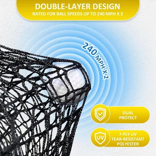 Vista 7 de Golf Hitting Net with Extra Striking Net, Heavy Duty Golf Practice Net for Golfer Backyard Driving Swing, Golf Impact Net Cage Metal Frame with
