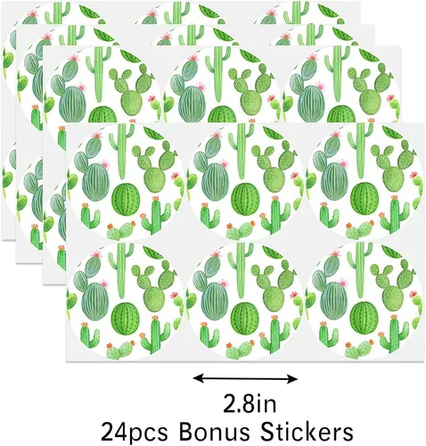 Vista 4 de BonBeeDesign Bolsas de dulces de cactus, paquete de 24 bolsas de golosinas de cactus con calcomanías para decoraciones de fiestas de cumpleaños
