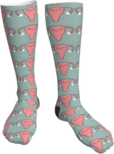 Vista 2 de Laswega hombres mujeres útero rosa calcetines divertidos locos impresos calcetines frescos verde menta deportes atléticos calcetines