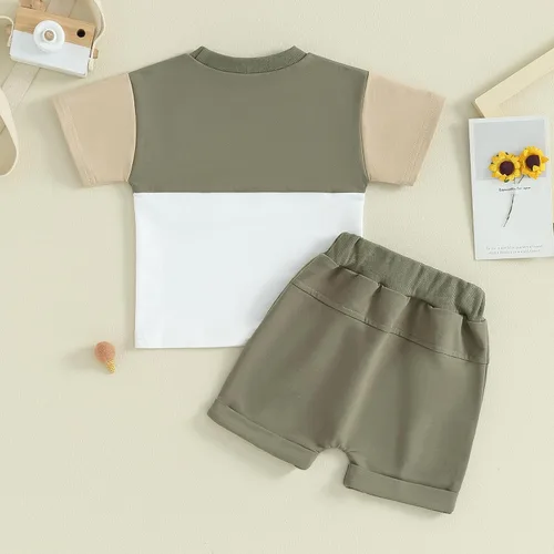 Vista 7 de Twopumpkin Verano Niño Niño Ropa de Bebé Camisetas de Manga Corta Top Y Pantalones Cortos Infantil Traje Neutral 6 9 12 18 24 Meses 2t