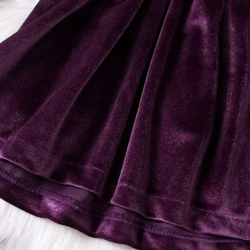 Vista 6 de IDOPIP Vestido de tutú de terciopelo para niñas pequeñas de manga larga de princesa Navidad cumpleaños boda para otoño invierno