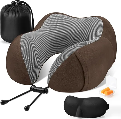 Vista 16 de CloudBliss Almohada de viaje de espuma viscoelástica de alta calidad, almohada cervical cómoda y de apoyo, almohadas cervicales para viajar