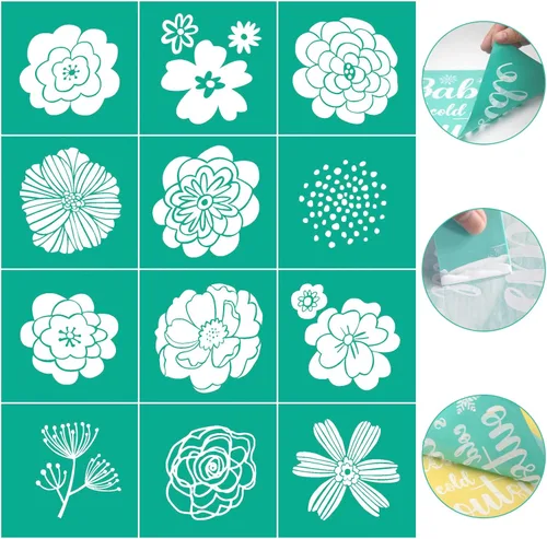 Vista 9 de Plantillas de pantalla de seda, transferencias de malla autoadhesivas, plantillas adhesivas reutilizables para pintar sobre madera, pizarra, tela