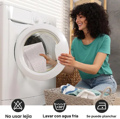 Vista 6 de Homing - Juego de 4 manteles individuales de lino de algodón, manteles de tela lavables para mesa de comedor estilo granja para interiores y Beige