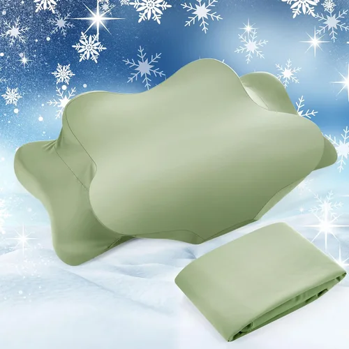 Vista 17 de Hahafelt Funda de almohada refrescante para el cuello cervical (solo funda de almohada) Funda de almohada ergonómica con cremallera, funda
