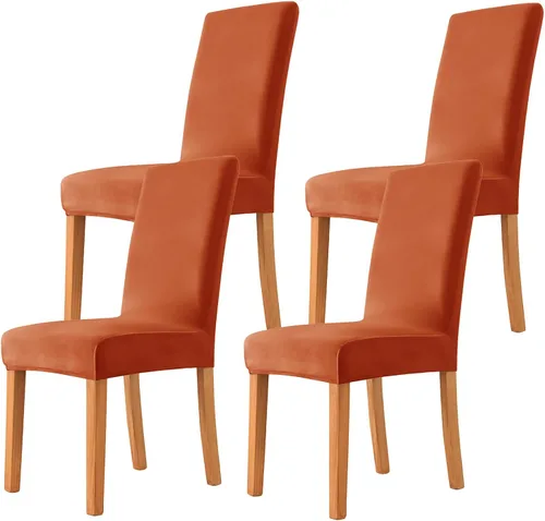 Vista 8 de Velvet Chair Covers Beige Gray, Stretch Dining Room Chair Covers 2 Pack, Super Fit Dining Chairs Slipcovers Spandex Washable Kitchen Parson Chair