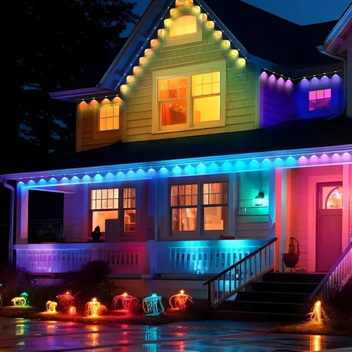 Vista 6 de Luces Permanentes para Exteriores Pro, 50 pies de luces LED RGB-IC para aleros, IP67 impermeables con aplicación inteligente y control remoto