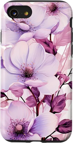 Vista 18 de Funda para iPhone 17, diseño de flores de magnolia rosa y morado lavanda