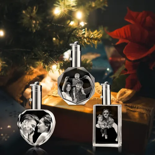 Vista 4 de Llavero de cristal personalizado de la fotoregalo personalizado del llavero de la imagen del cristal del laser