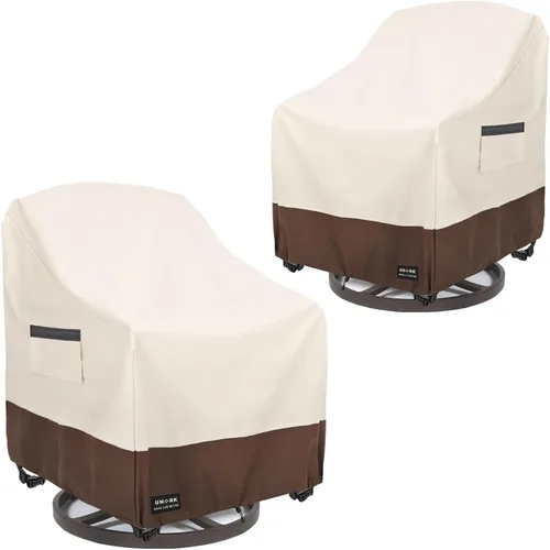 Vista 21 de Juego de fundas para muebles de patio de 3 piezas, 2 fundas para sillas de patio de 33 pulgadas y 1 funda de sofá de 3 plazas de 79 pulgadas