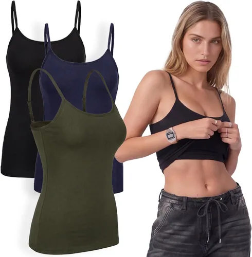 Vista 101 de Emmalise Camiseta de mujer con brasier integrado, soporte de tela sin varillas, camisola corta