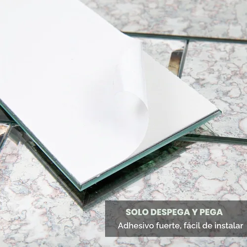 Vista 4 de Azulejos de Espejo Antiguo Biselado Autoadhesivos Estilo Metro de 3 x 6 Pulgadas para Salpicaduras de Cocina y Pared del Baño (40 Piezas)