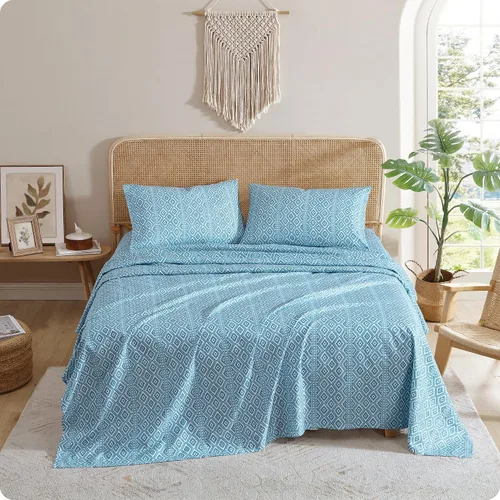 Vista 19 de Indigo Ink - Juego de sábanas para cama individual, ropa de cama de peso medio con funda de almohada a juego, juego de cama floral boho, suave