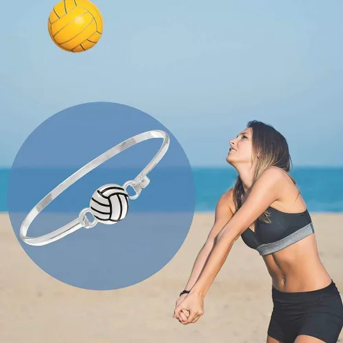 Vista 3 de PammyJ Pulsera de voleibol para niñas, regalo de voleibol para niñas, Metal