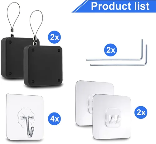 Vista 2 de Juego de 2 cierrapuertas automático sin perforaciones de 28.22 oz, con cordón multifuncional, para residencial, comercial, dormitorio, habitación