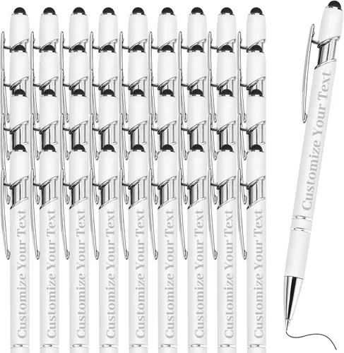 Vista 38 de Hasta 500 bolígrafos personalizados a granel con lápiz capacitivo, grabado, juego de bolígrafos con tu nombre, texto para mujeres de negocios