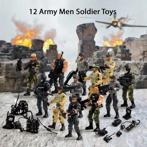 Vista 6 de 12 piezas de figuras de acción de hombres del ejército, juego de juguetes de soldados militares para niños, figura de acción de hombres del ejército