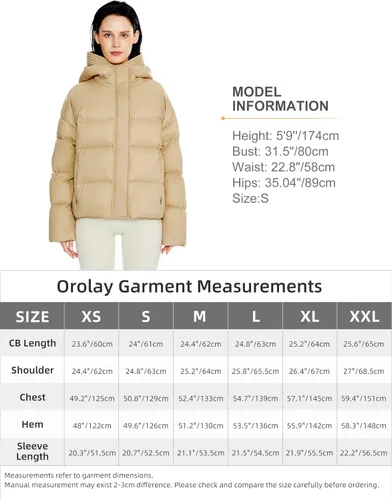 Vista 6 de Orolay Chaqueta acolchada corta para mujer, ligera, resistente al agua, con capucha