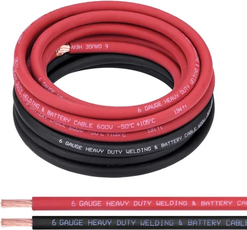 Vista 8 de Cable de batería 1/0 AWG de 10 pies, rojo y negro, cable de soldadura OFC de cobre puro calibre 1/0 (actualizado con aislamiento más grueso), mayor