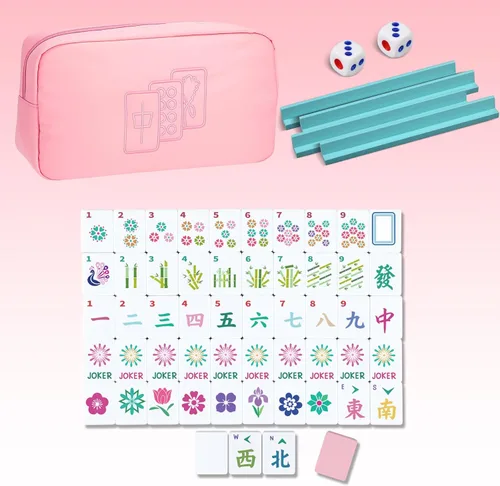 Vista 16 de Soulchen Mini juego de azulejos Mahjong americanos para viajes, viajes