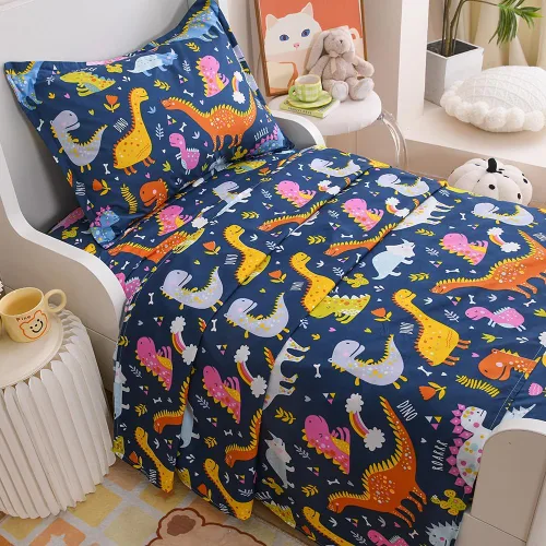 Vista 17 de Juego de 2 sábanas bajeras y fundas de almohada suaves para cama con bonitos patrones de cachorros, sábanas estampadas con patrón de perritos para 2