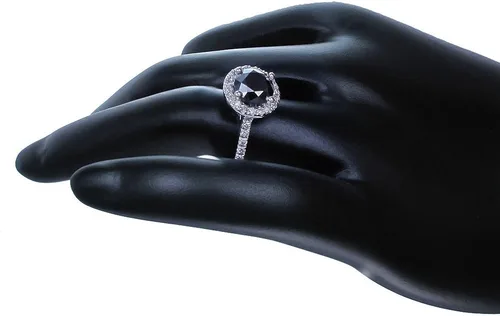 Vista 3 de Vir Jewels 10K White Gold Black Diamond Engagement Ring (1.50 CT)